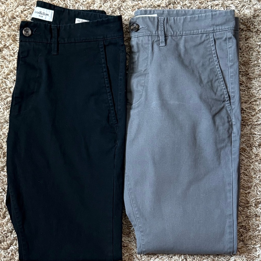 Goodfellow & Co Men’s Slim 30x32 Chino Pants Lot of 2 Black Gray Casual Khaki